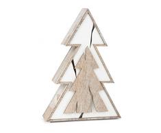 Small Foot Company Lámpara de Abeto trozo diseño Shabby-Chic, Distintos Cortes de Madera en marrón y Blanco, decoración navideña con iluminación a Pilas