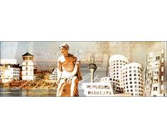 Pro-Art g1267e - Lienzo en impresión giclée (150 x 48 cm), diseño de la Ciudad de Düsseldorf, Multicolor, 120 x 40 cm