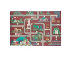 Relaxdays Alfombra de Juegos para niÃ±os, PVC, sin sustancias nocivas, Impermeable, Antideslizante, 0,5 x 120 x 80 cm, Color Rojo, 1 Unidad