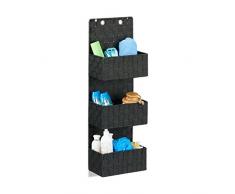 Relaxdays 10022543_46 Cesta Colgante Organizadora para Puerta, Negro, 15 x 25 x 75 cm