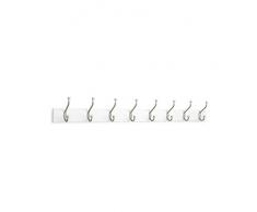 AmazonBasics - Perchero de pared, 8 ganchos estándar, Blanco, 2 unidades