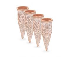 Relaxdays 4 Picos Riego Escamas, Cono Regador Planta, Maceta, Boquilla Autorriego para Botellas 1,5l, Arcilla, Terracota, 100% cerÃ¡mica, 13,5 x 5,5 x 5 cm