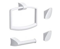 Tatay Set de portarrollo, colgadores y aro toallero, ABS, Blanco, Mediano