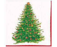 Caspari Glittering Tree Paper Dinner Napkins in White, 20 per Package Servilletas de Papel Unidades, Color Blanco