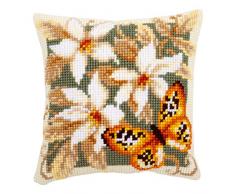 Vervaco Kit para cojín de punto de cruz, diseño de mariposas y flores, multicolor