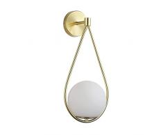 BÂ·LED BARCELONA LED BarcelonaLED Aplique de Pared Moderna Elegante Pantalla Bola de Cristal Blanca con Soporte Aluminio Dorado Casquillo E14 para Dormitorio SalÃ³n Pasillo