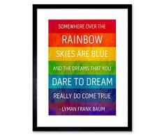 Wee Blue Coo Somewhere Over Rainbow Frank Baum - Cuadro de Pared con Marco de Grunge