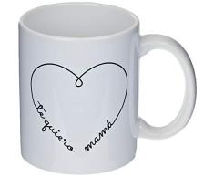 Mopec Taza cerÃ¡mica Te Quiero MamÃ¡ corazÃ³n en caja regalo, Blanco, Talla Ãºnica