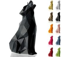 Candellana Hecho a Mano Wolf Low-Poly Vela de Regalo - Divertida - Vela Decorativa - Decoración del Hogar - Regalos para Amigos - Mecha de Algodón - Tiempo de Quemado 35h - Vela Black Metallic