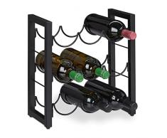 Relaxdays Botellero Vino Metálico, EstanterÃa 9 Botellas, 37x35x17cm, de Sobremesa, Cocina, Salón, Bar o Vinoteca, Negro, 100% Hierro