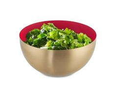 Relaxdays Ensaladera de acero inoxidable, 2 L, redondo de metal, para hornear y servir, diÃ¡metro de 20 cm, cuenco de cocina, rojo/dorado