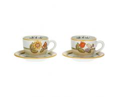 THUN - Juego de 2 Tazas Country con Flores, Mariposa y Pajarita