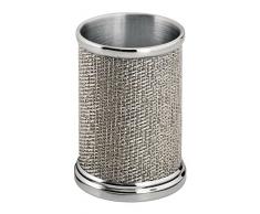 InterDesign Twillo Vaso para cepillo de dientes y enjuague| Soporte cepillo dientes | Práctico porta cepillos sin tornillos | Metal plateado