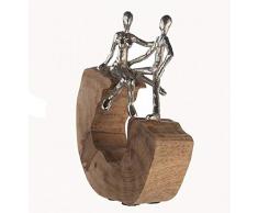 Casablanca Figura Decorativa de Escultura Secure â SalÃ³n DecoraciÃ³n de Madera y Aluminio: Color: MarrÃ³n Plata â Altura 27 cm