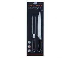 Equilibrium by Rockingham Forge RF-2570 Juego, Cuchillo, Tenedor para trinchar, Acero Inoxidable, Negro