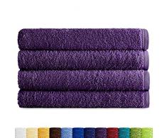 Eiffel Textile Packs de Toallas Calidad Rizo 400 gr, AlgodÃ³n Egipcio 100%, Morado, Ducha 70x140 cm, 4 Unidades