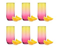 Juego de 6 vasos altos de 360 ml, rosa multicolor
