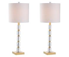 JONATAHAN Y - JYL5001A-SET2 Lámparas Mesa Claire 72 cm, Lámpara Mesa LED Cristal Lámpara, Mesilla Noche Escritorio para Habitación, Salón, Oficina, Transparente/Metal Oro (Juego de 2)