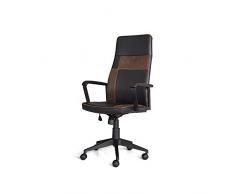 Your Office Tuoni Lady - Silla giratoria de Metal Lacado y Piel sintética, Color Negro y marrón, 59 x 61 x 119 cm