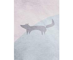 Komar Wandbild Von Wild and Free Fox | Poster, Bild, Wohnzimmer, Schlafzimmer, Dekoration, Kunstdruck | ohne Rahmen | P105A-30x40 fotomural, Rosa, Grau, Blau