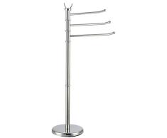 MSV Sanaa - Toallero con 3 Barras mÃ³viles para Toallas de baÃ±o y Otros Textiles, en Acero Inoxidable, con Barras giratorias, tambiÃ©n como pequeÃ±o Perchero para Ropa, Color Plateado
