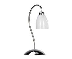 ONLI lÃ¡mpara de mesa de metal cromado brillante y tulipas de cristal blanco