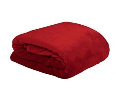 Lovely Casa P35792003 Manta de Peluche poliéster - 180 x 220 cm - Rojo