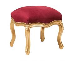Biscottini Puf reposapiés sofá 45x42x45 cm | Elegante Banco de Dormitorio de Tela Estilo francés, Madera, Rojo