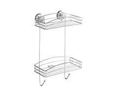 Wenko Vacuum-Loc Estantería 2 Repisas, Acero, Plateado, 15x26x43 cm