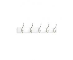 AmazonBasics - Perchero de madera de pared, 5 ganchos estándar 57 cm, Blanco, 2 unidades