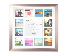 Inov8 16 x 40,64 cm Insta-Frame Marco para Instagram 13/de estampado a cuadros de fotos con paspartú blanco y negro con borde, peltre con borde plateado