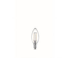 Philips LED Classic Bombilla, 25 W, Vela Filamento E14, Transparente, Luz Blanca Cálida, No Regulable, Pack de 2 Unidades