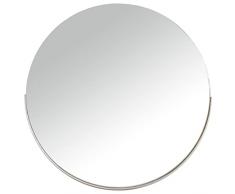 DRW Espejo de Pared Redondo de Metal en Plateado 75x4cm, Borde inf. 3cm