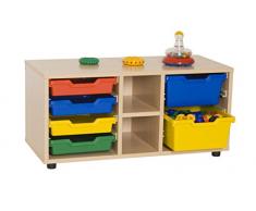Mobeduc 600112HP18 - Mueble infantil superbajo/estantería y cubetero, madera, color haya, 90 x 40 x 44 cm