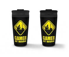 Gamer At Work MTM25262 - Taza de viaje (metal, 15oz / 425ml)
