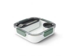 Black+Blum Lunch Box Original | Sin BPA, a Prueba de Fugas para microondas, con Compartimento para Alimentos, con Horquilla de Acero Inoxidable, Verde Oliva, 1000 ml/ 34f l oz