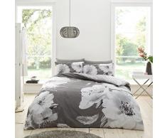 GC GAVENO CAVAILIA Funda de edredón Floral Doble, cálido y Acogedor Juego de Ropa de Cama Reversible, Fundas de Cama cómodas, Gris