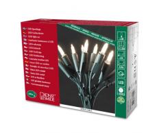 Konstsmide 6304-100 - Mini guirnalda de bombillas LED (100 diodos blancos, 230 V, para interiores, cable verde), diseño retro