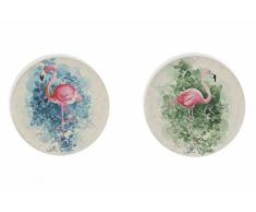 Villa d Este Home Tivoli Arte Pop Plato Decorativo Flamenco, Metal, Multicolor