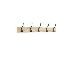 AmazonBasics - Perchero de madera de pared, 5 ganchos estándar 57 cm, Natural, 2 unidades