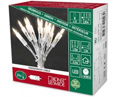 Konstsmide Mini guirnalda de bombillas LED, Navidad, con interruptor, 10 diodos de luz blanca cálida, 230 V, interior, cable transparente 6300-123