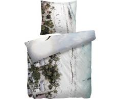 Heckett Lane - Juego de Cama (satén mako, Reversible, 155 x 220 cm y 80 x 80 cm)