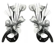 Flourish Diseño de flores de 794187 32 cm a juego Mini de remolino de flores artificiales en jarrón, negro/blanco