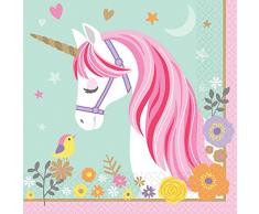 amscan Magical Unicorn 2-Ply Luncheon Napkins 33cm-16 Pcs Servilletas de almuerzo con diseÃ±o de unicornio mÃ¡gico de 2 capas, 33 cm, 16 unidades