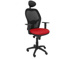 Piqueras Y Crespo (PIQU7) Silla Jorquera Malla Negra Asiento Bali Rojo con cabecero Fijo Oficina, Talla unica