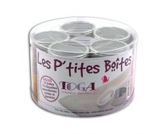 D.I.Y with Toga Juego de 15 Mini cajas redondas, Metal, gris, 5,3 x 5,3 x 2,5 cm
