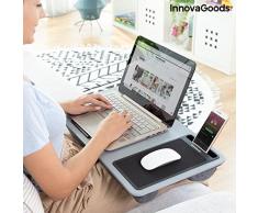 InnovaGoods Deskion Escritorio PORTÁTIL para Ordenador con COJÍN XL, Gris, Mediano