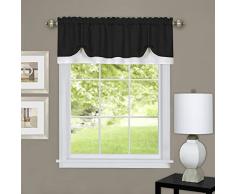 Achim Home Furnishings Cortina Cenefa de Ventana Suave, Poliéster, Negro/Blanco, 58 x 14