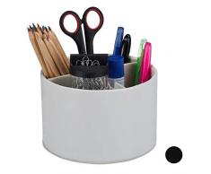 Relaxdays Lapicero, Redondo, Tres Compartimentos, Organizador, Apariencia de Cuero, 11,5 x 16 cm, 1 Ud, Crema, Poliuretano, cartÃ³n, Tejido