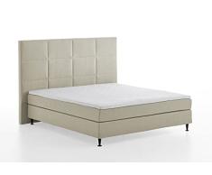 Atlantic Home Collection Cama con somier con cabecero Extra Alto Ryan, Madera, Beige, 140 x 200 cm